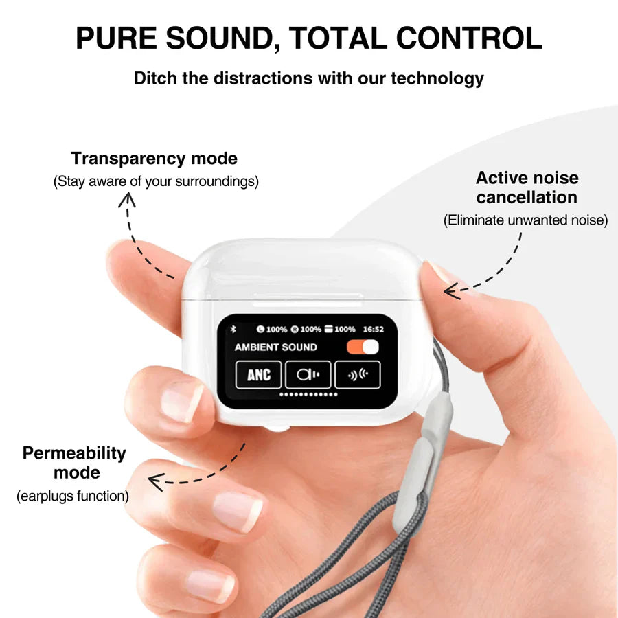 Smart Display Wireless Earbuds With Touch Screen